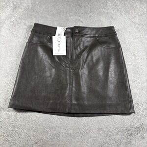 NWT WAYF Women's Faux Leather Lined Mid Rise Mini Skirt Brown Size Medium